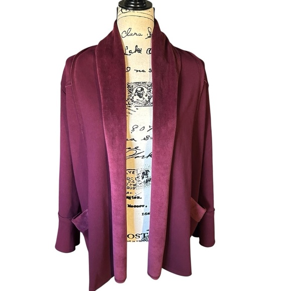 Samantha Dru Anthroplogie Maroon Soft Open Front Cardigan Sz Lrg - Picture 5 of 15